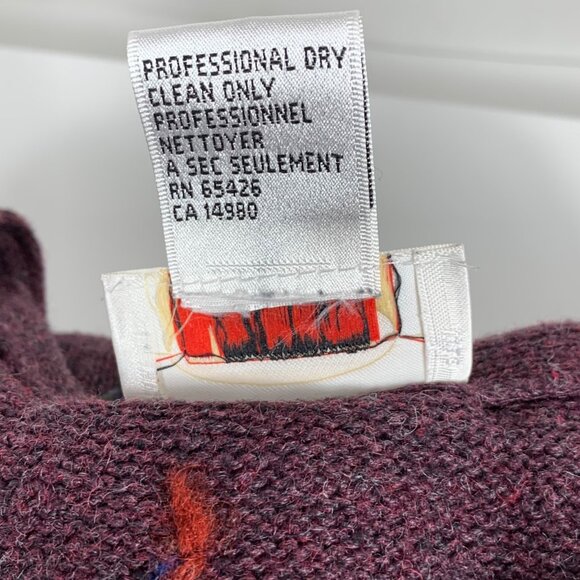 TALBOTS Pure Wool Burgundy Floral Fall Leaves Embroidered Cardigan Sweater SZ M - Picture 8 of 8